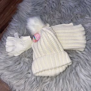 Girl gloves hat and scarf set
